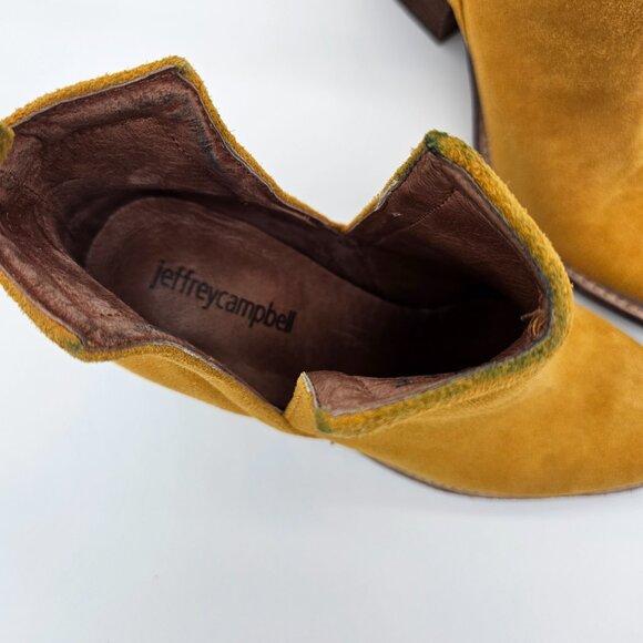 Jeffrey Campbell Cromwell Mustard Yellow Suede Boots Booties Size 6 - Picture 3 of 7
